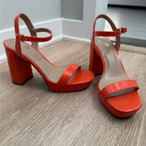 Blood Orange Platform Block Heel Sandals